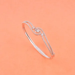 Silver coloured Spiral American Diamond Studded Bracelet For Girls
