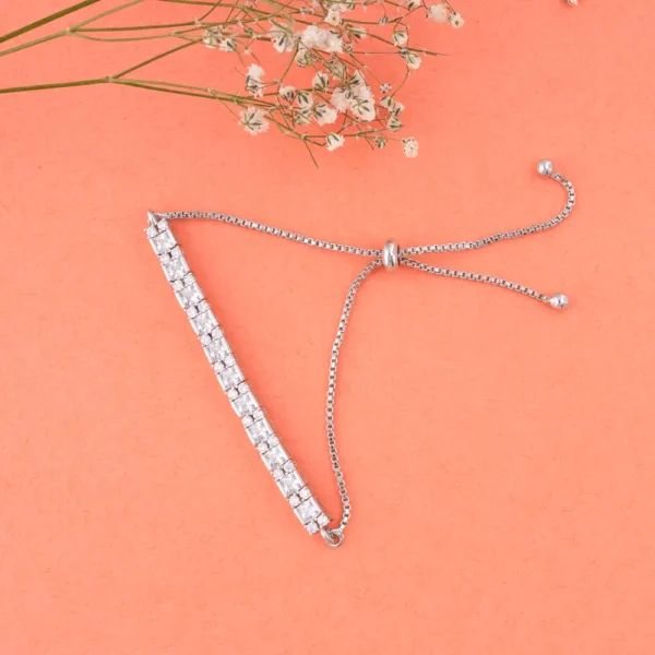 Adjustable Half Tennis Bracelet With American Diamonds