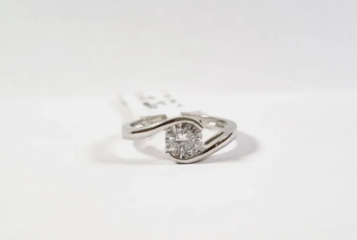 Silver Plated American Diamond Stylish Ring front view