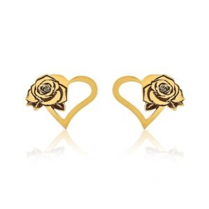 Rose On Heart-Shaped Earrings picture