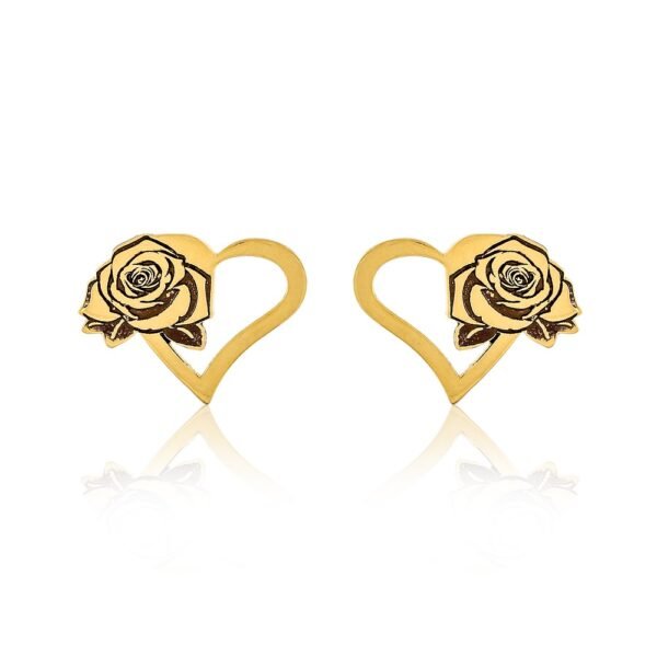 Fancy Rose On Heart-Shaped Earrings Gift For Girls | Handmade