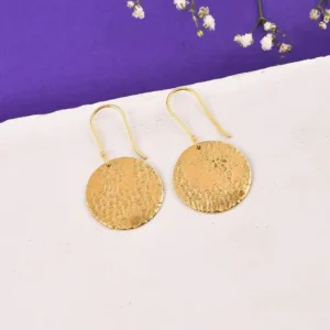 Textured Coin Disc shaped Earrings top view pic
