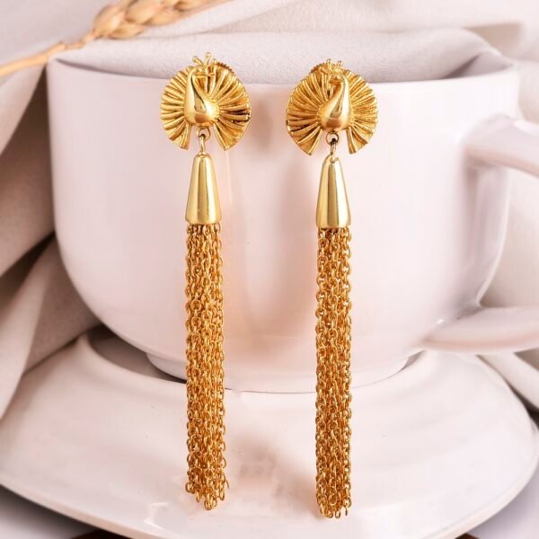 Designer Peacock Tassel Chain Earrings