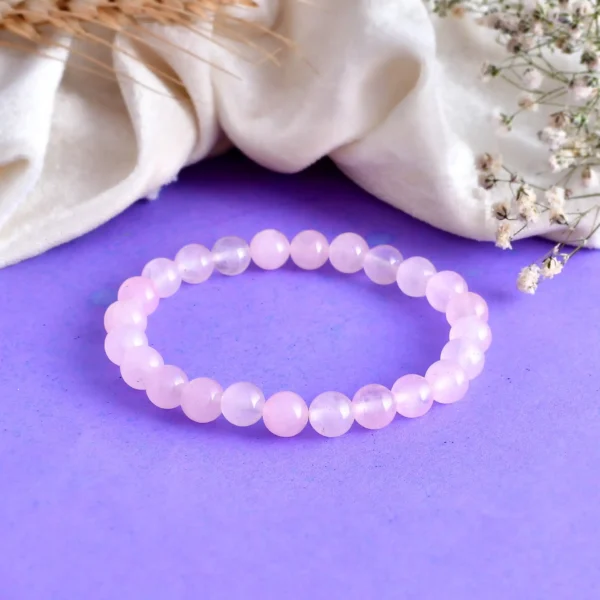 Rose Quartz Natural Gemstone Pink Bracelet | Stretchable