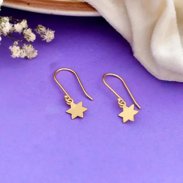 Small Hanging Earrings | Geometric Star Shape Dangle
