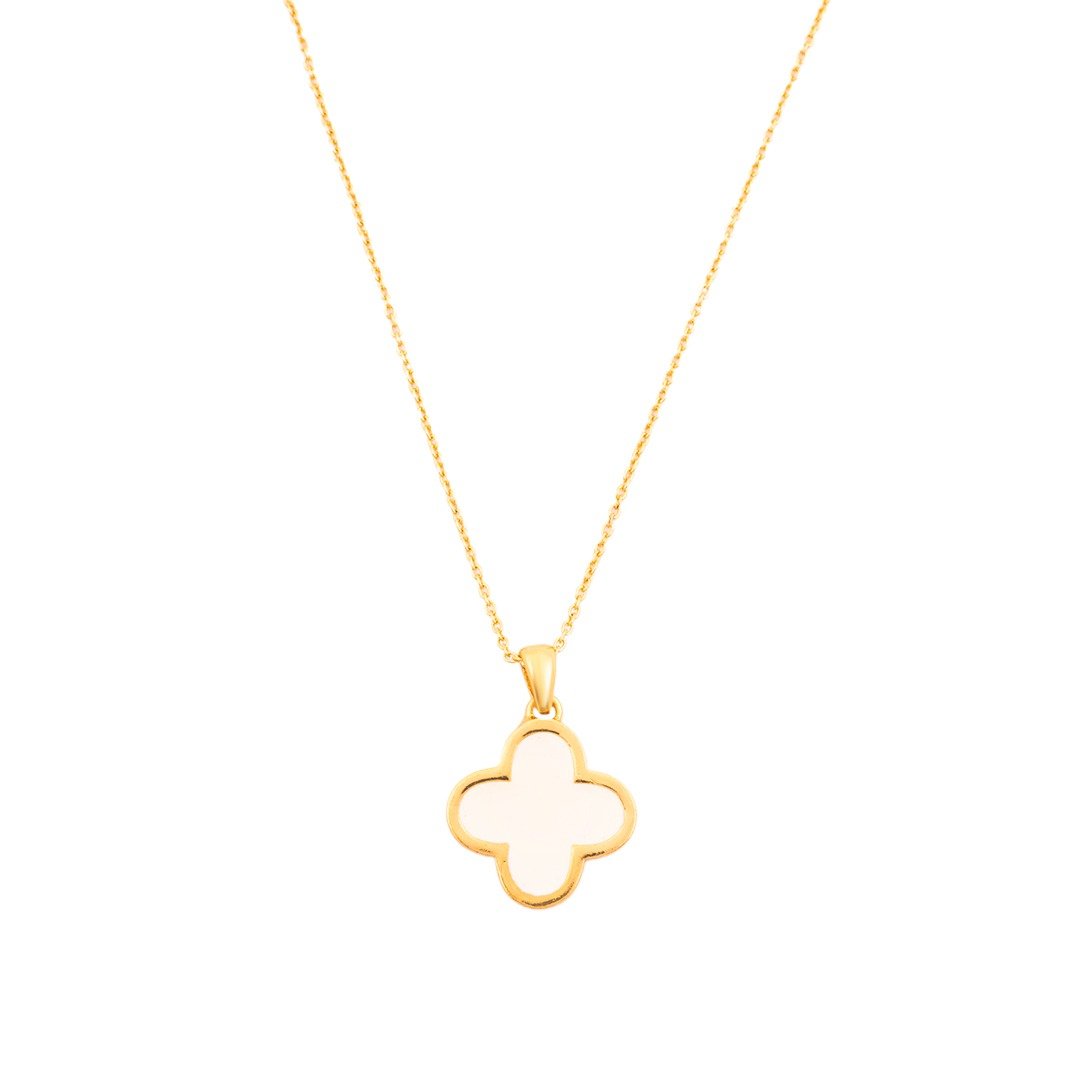 White Gold 3-Leaf Diamond Clover Pendant Necklace